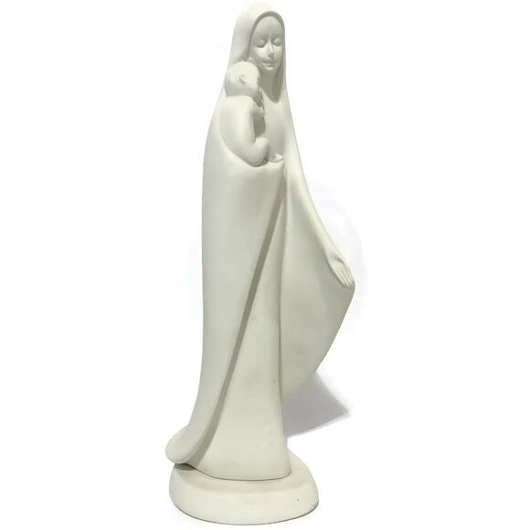 Our Lady With Child Francesco Pinton Porcelain Statue Signed by Artist 16.5 Inch - Picture 9 of 13